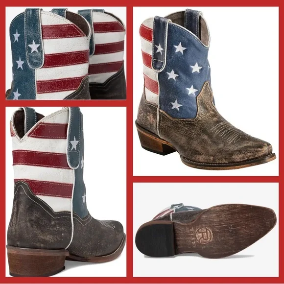 Roper® Women’s American Flag Shorty Cowgirl Boots- Size 10 - USA American Beauty - Picture 10 of 13